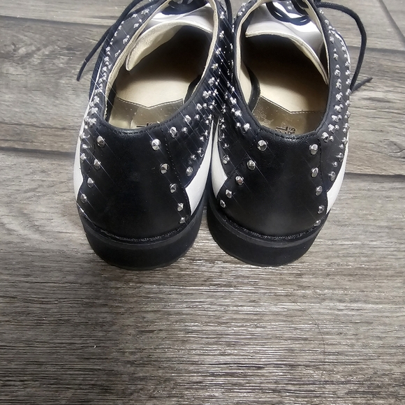 Michael Kors Black White Wingtip Oxfords Studded Party Menswear Moonwalk Theater - Picture 3 of 8